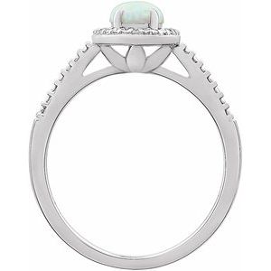 Sterling Silver Lab-Grown Opal & .01 CTW Natural Diamond Ring