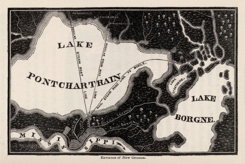 Vintage Map of New Orleans, Louisiana 1845