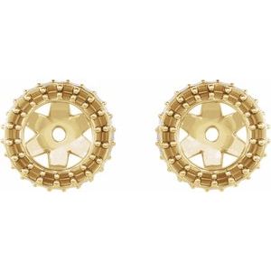 18K Yellow Gold .09 mm Round Earring Jacket Mounting with 5 mm ID
