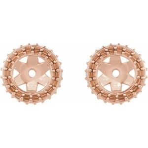 10K Rose Gold .09 mm Round Earring Jacket Mounting with 5 mm ID