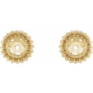 14K Yellow Gold .09 mm Round Earring Jacket Mounting with 3.5 mm ID
