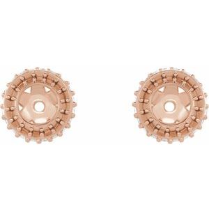 10K Rose Gold .09 mm Round Earring Jacket Mounting with 3.5 mm ID