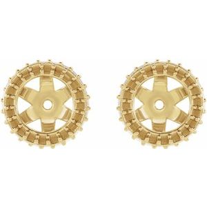 14K Yellow Gold .09 mm Round Earring Jacket Mounting with 5.5 mm ID