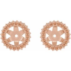 10K Rose Gold .09 mm Round Earring Jacket Mounting with 5.5 mm ID