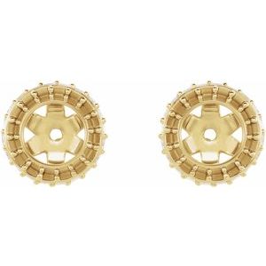 10K Yellow Gold .09 mm Round Earring Jacket Mounting with 4.5 mm ID