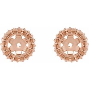 10K Rose Gold .09 mm Round Earring Jacket Mounting with 4 mm ID