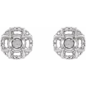Platinum Halo-Style Earring Mounting – image 2