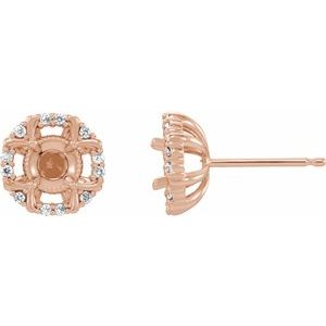 14K Rose Gold 1/10 CTW Natural Diamond Semi-Set Halo-Style Earrings