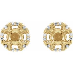 14K Yellow Gold 1/10 CTW Natural Diamond Semi-Set Halo-Style Earrings – image 2