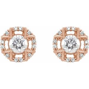 14K Rose Gold 5/8 CTW Natural Diamond Earrings