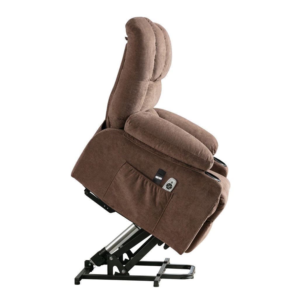 Power Electric massage lift lounge chair, suitable for the elderly, with heating and vibration functions, with USB, can be used for lying down. BROWN