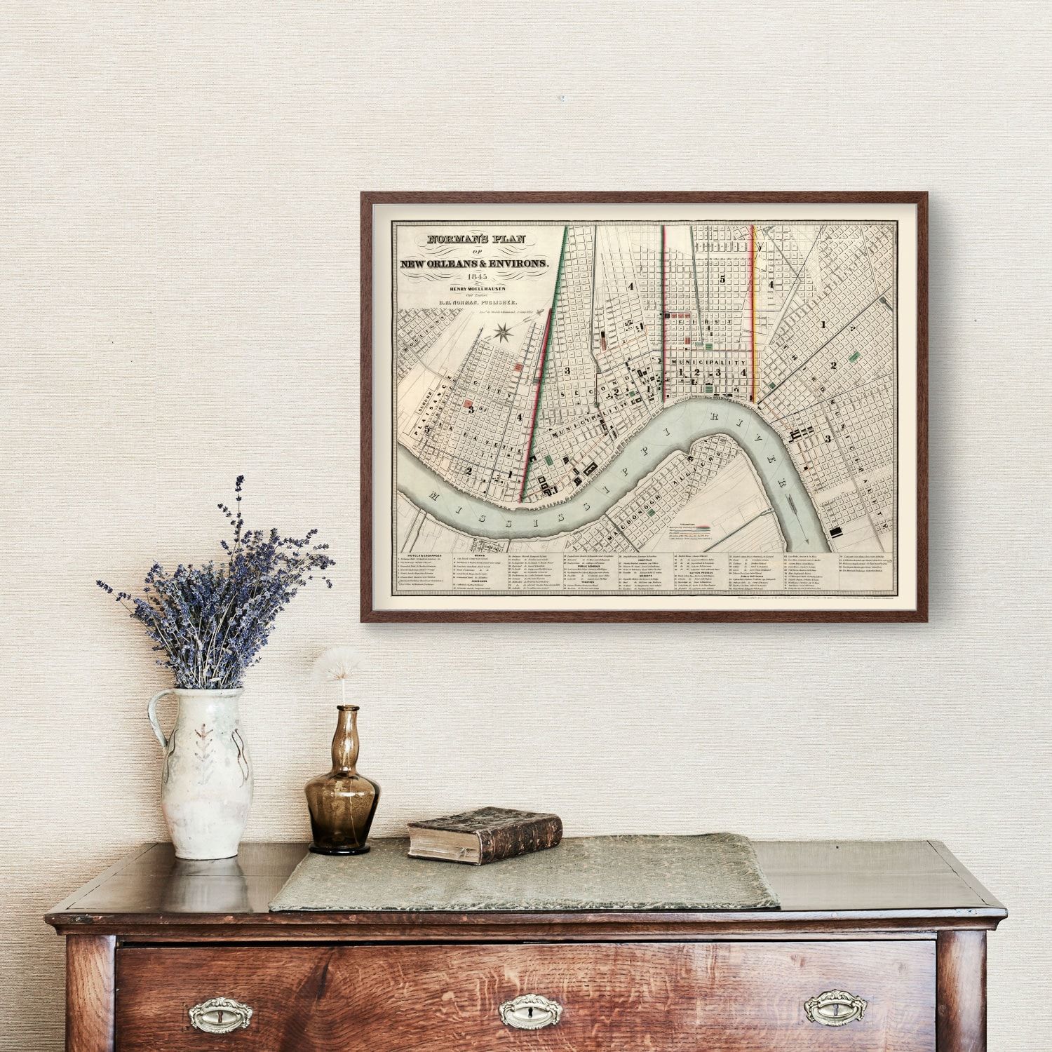 Vintage Map of New Orleans, Louisiana 1845