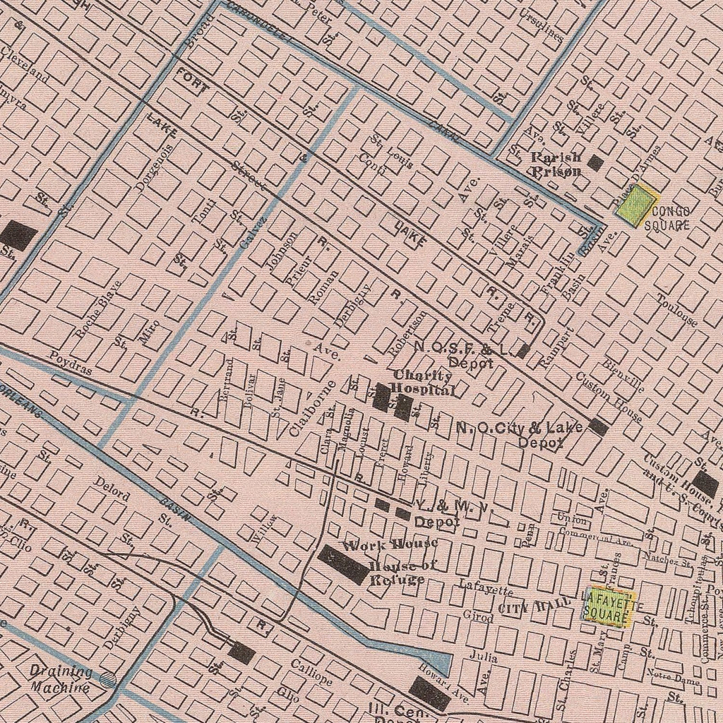 Vintage Map of New Orleans, Louisiana 1903