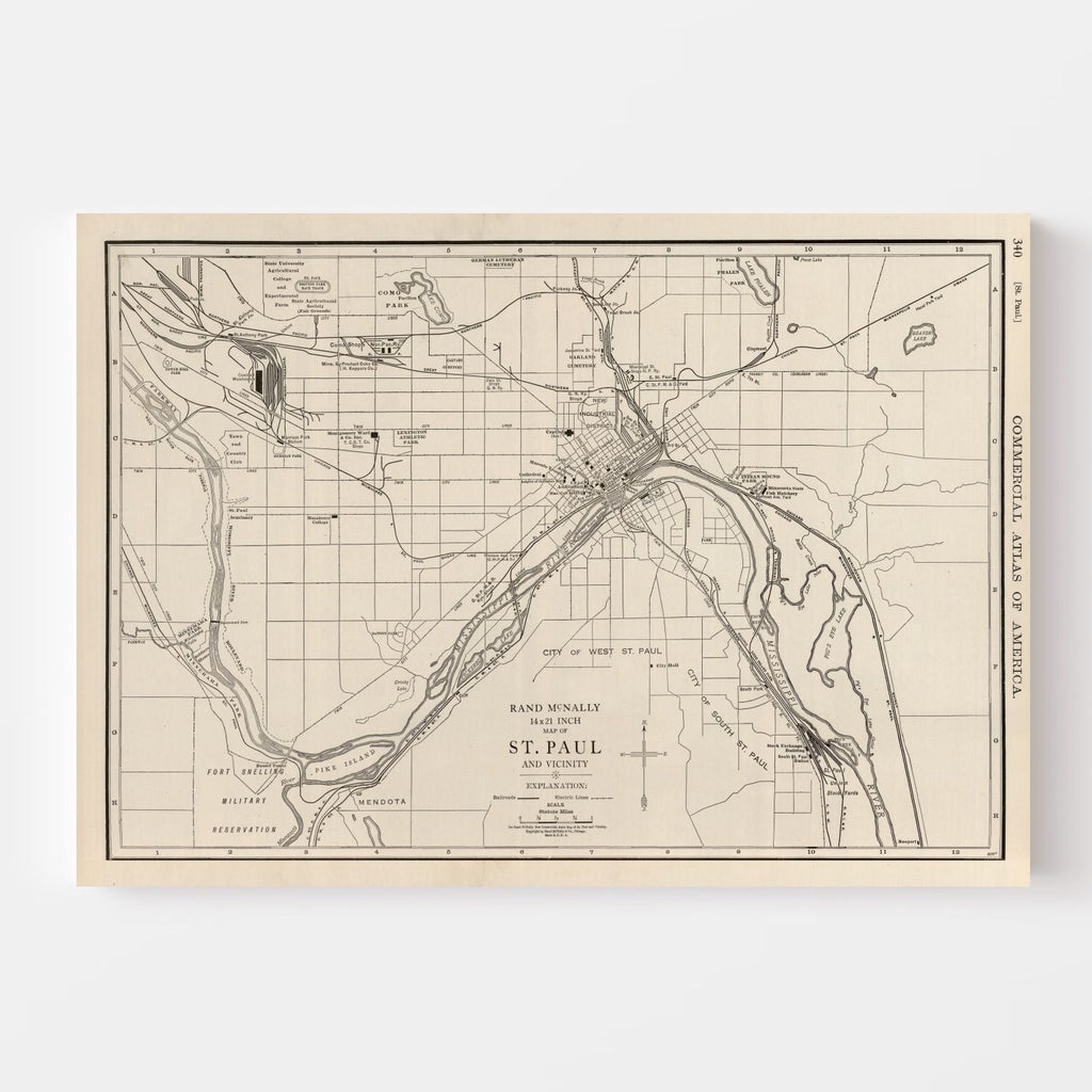 Vintage Map of St. Paul, Minnesota 1924