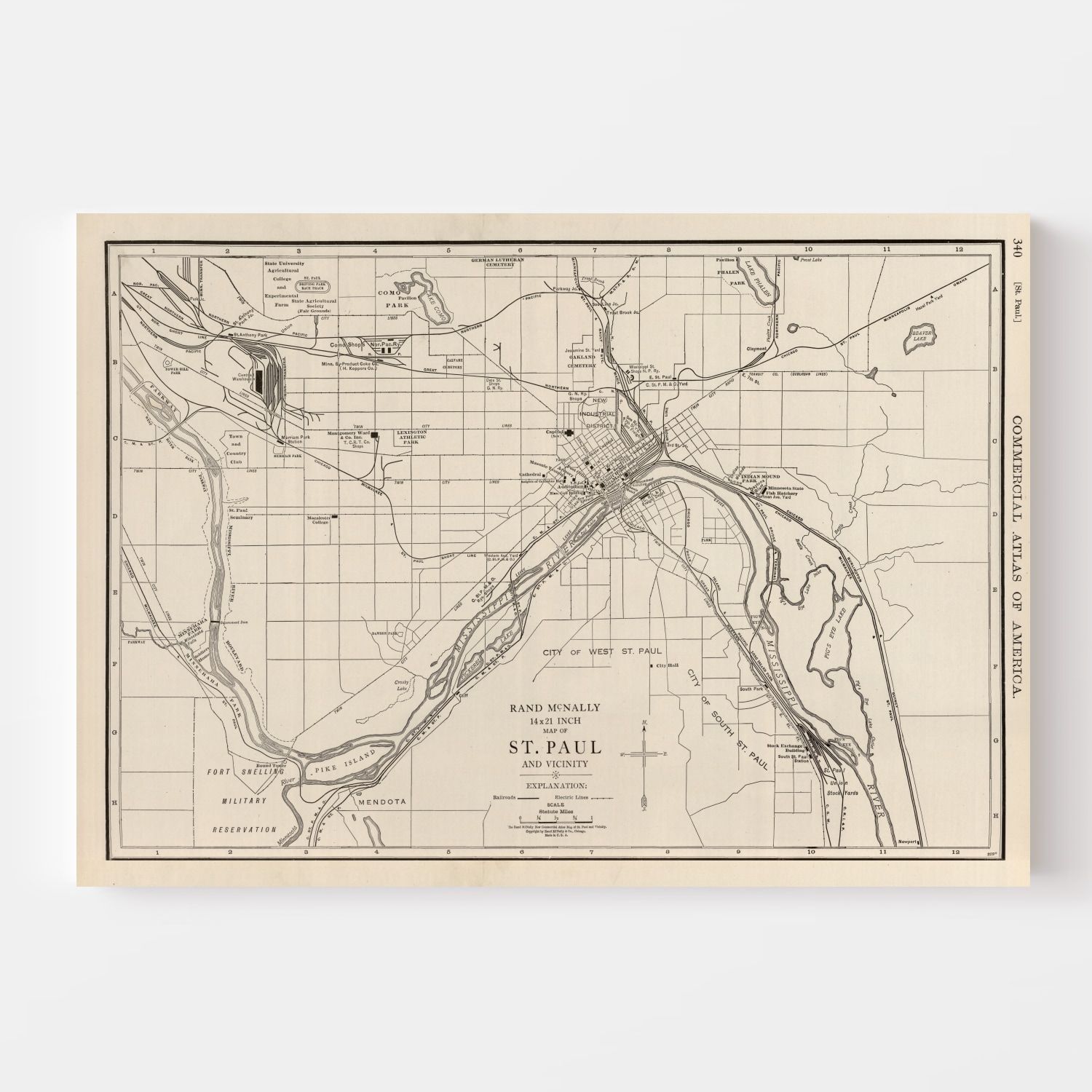 Vintage Map of St. Paul, Minnesota 1924