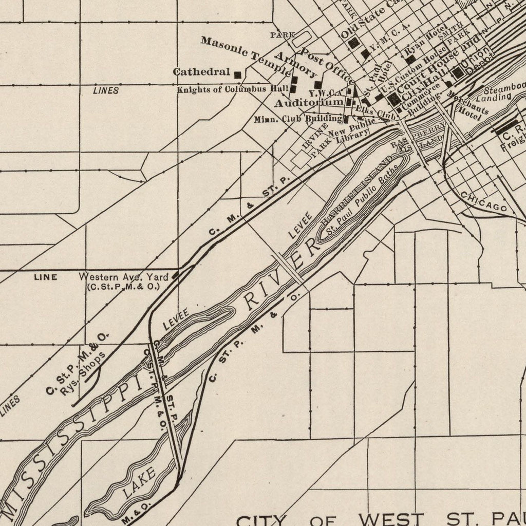 Vintage Map of St. Paul, Minnesota 1924