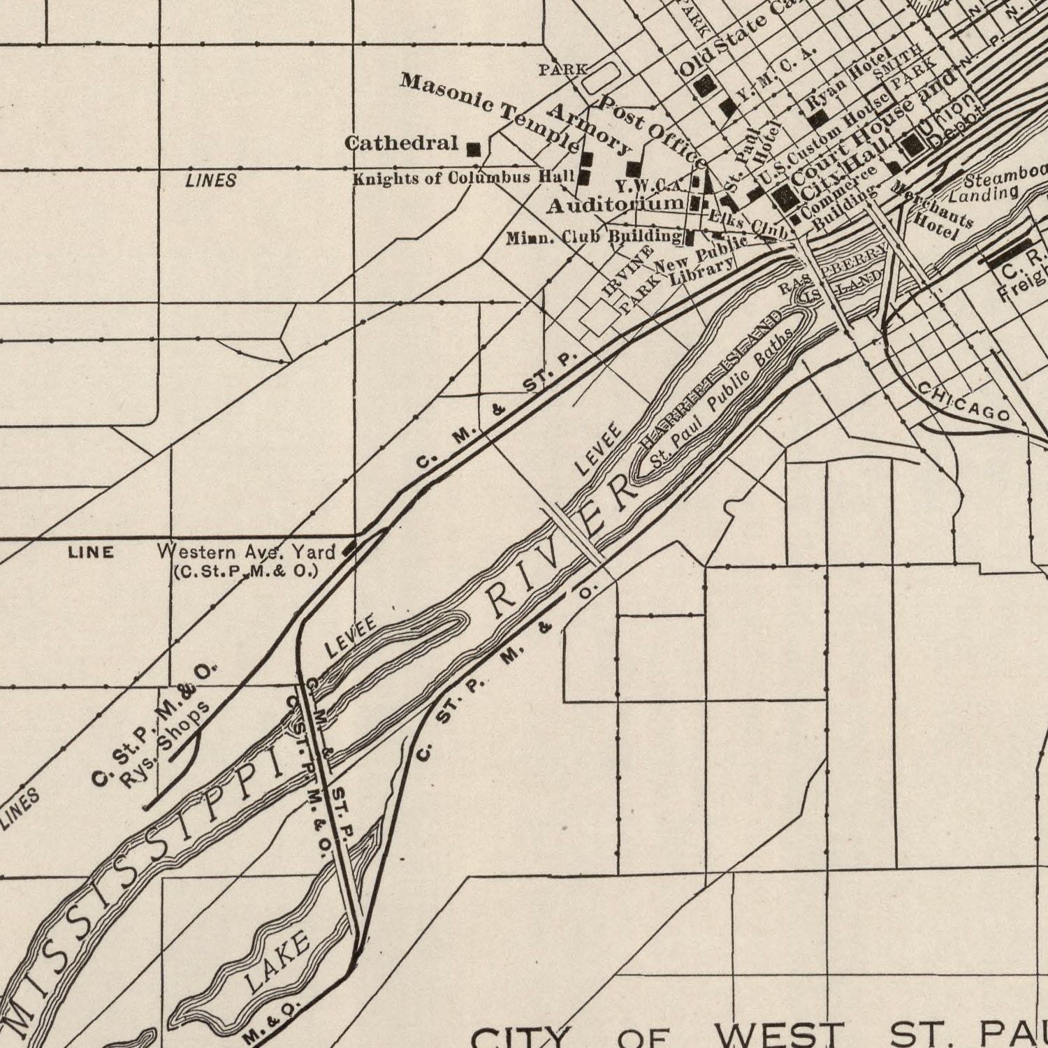 Vintage Map of St. Paul, Minnesota 1924