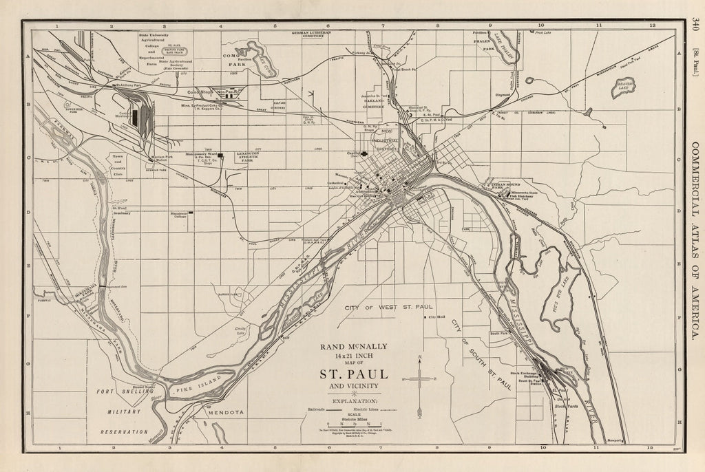 Vintage Map of St. Paul, Minnesota 1924