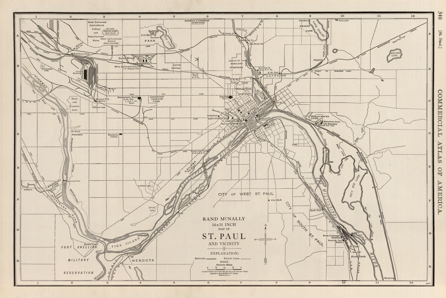Vintage Map of St. Paul, Minnesota 1924