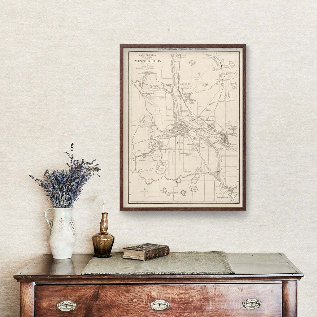 Vintage Map of Minneapolis, Minnesota 1924
