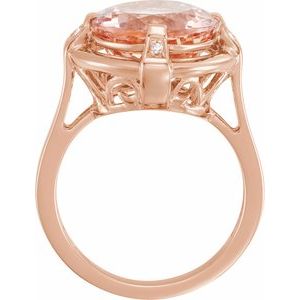 14K Rose Gold Checkerboard Natural Pink Morganite & .02 CTW Natural Diamond Ring