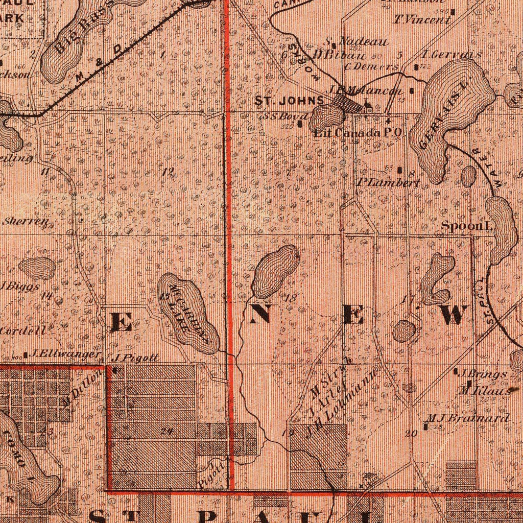 Vintage Map of Ramsey County, Minnesota 1874