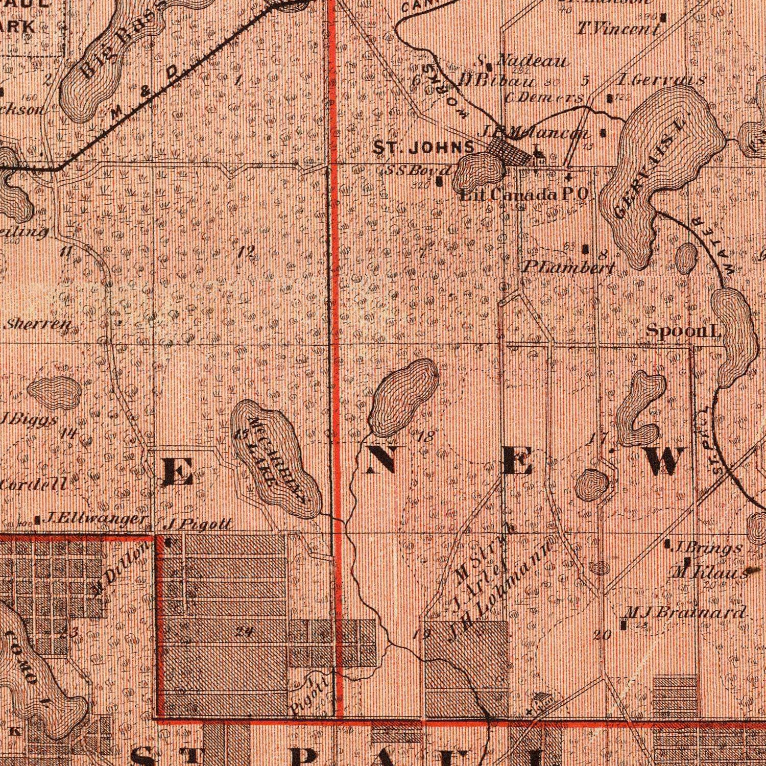 Vintage Map of Ramsey County, Minnesota 1874