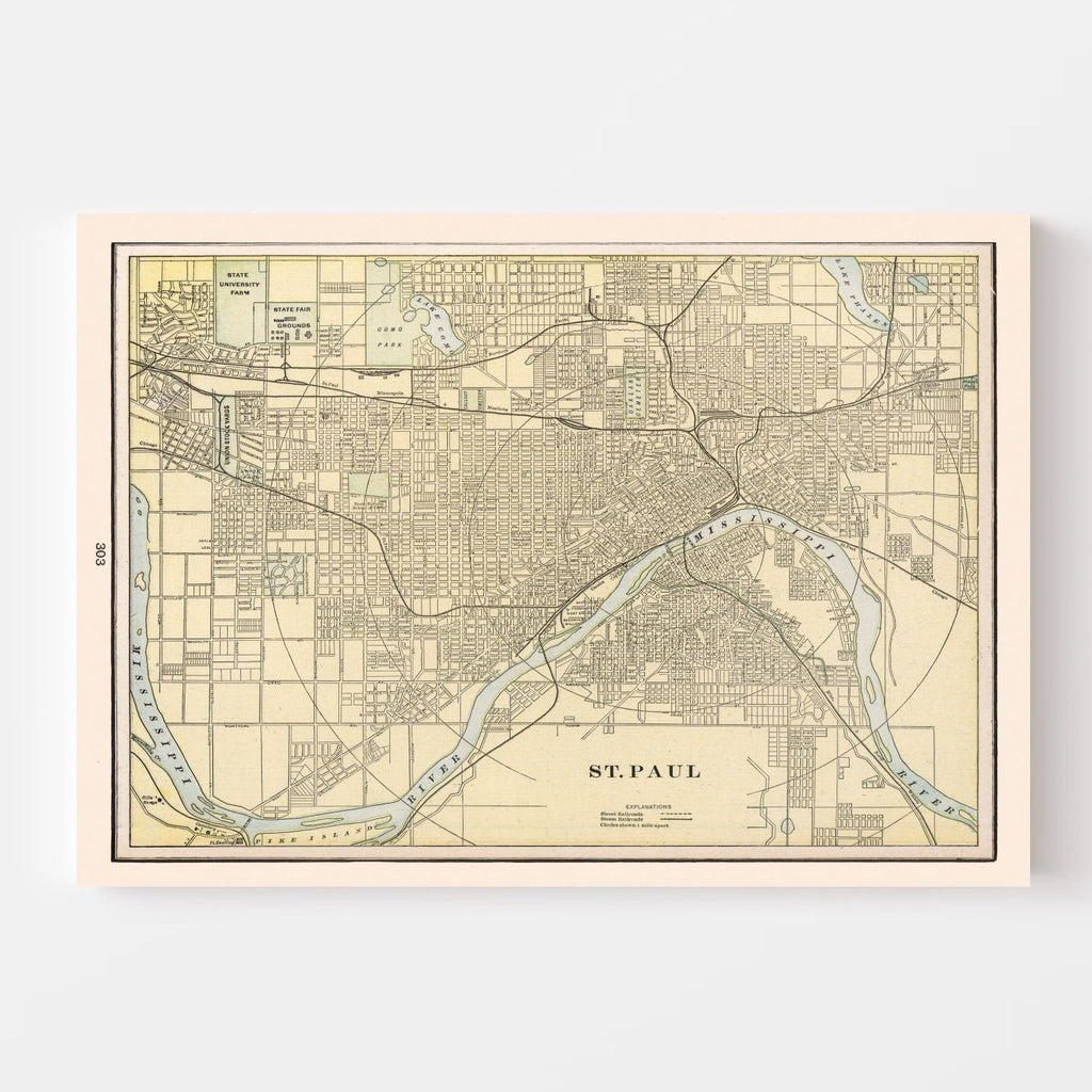 Vintage Map of St. Paul, Minnesota 1901