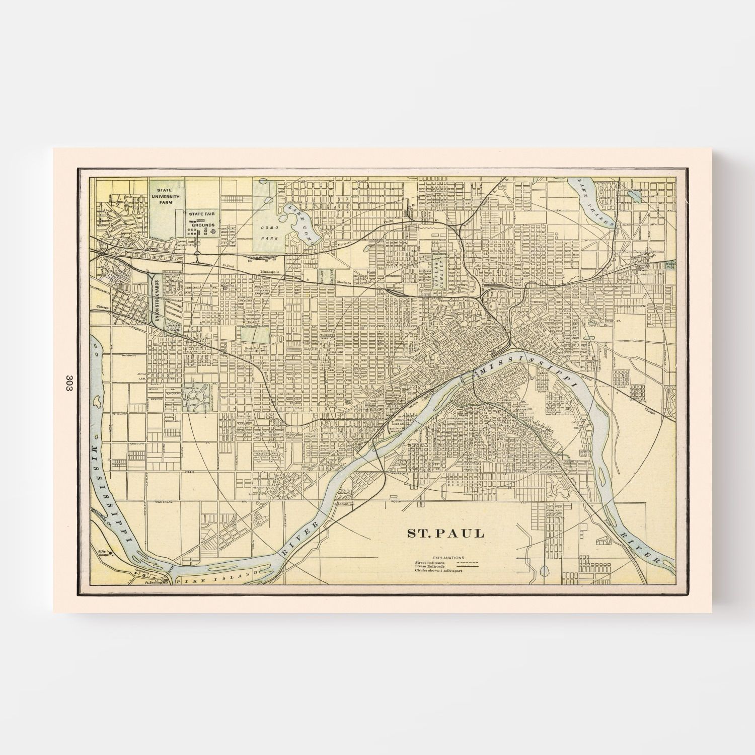 Vintage Map of St. Paul, Minnesota 1901