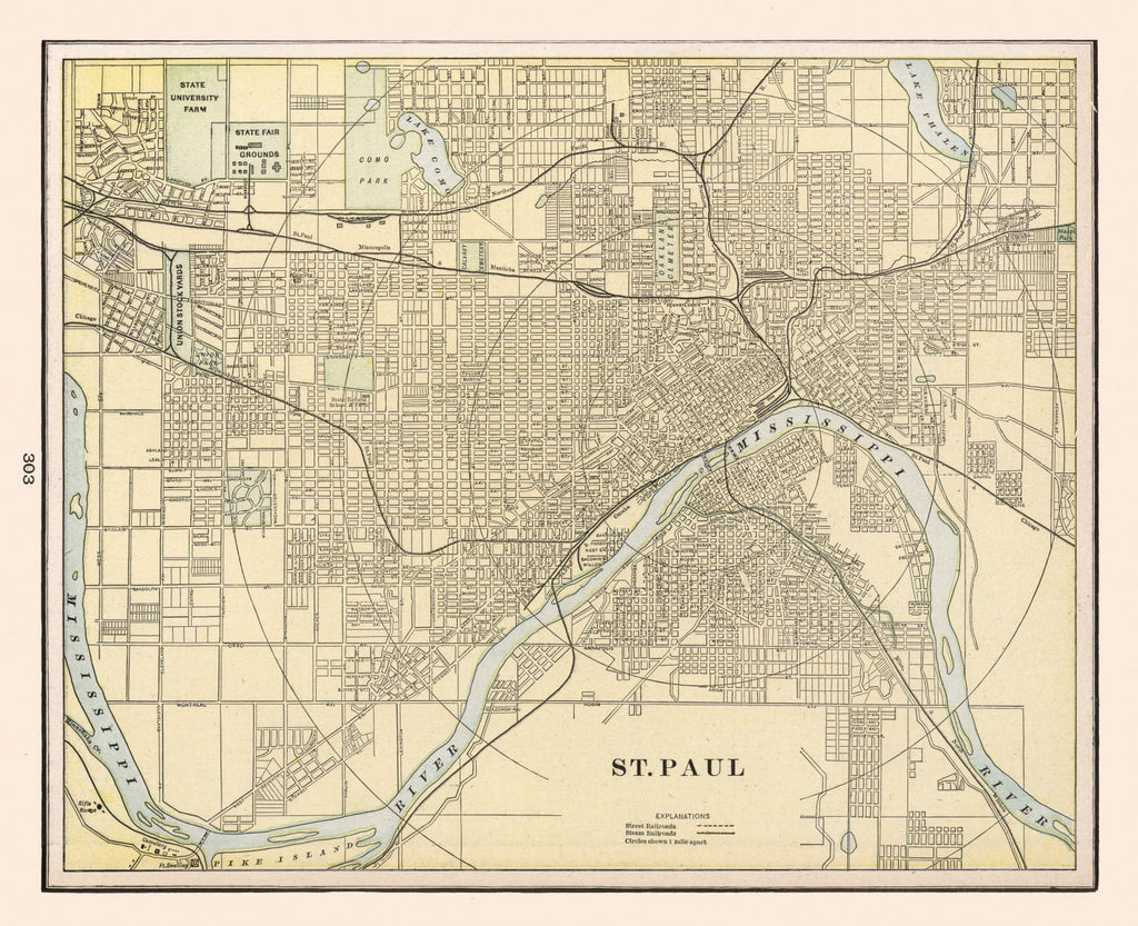 Vintage Map of St. Paul, Minnesota 1901