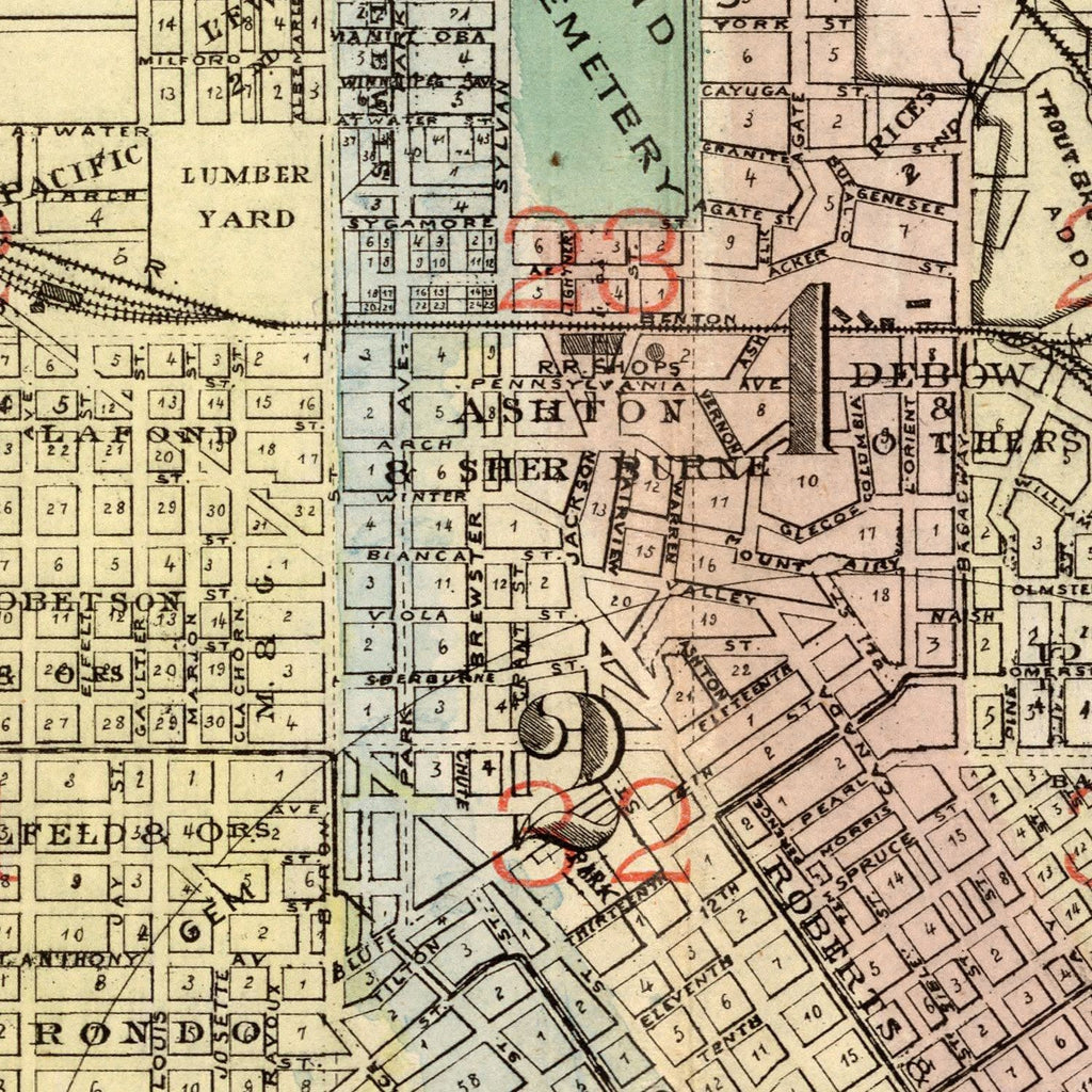 Vintage Map of St. Paul, Minnesota 1884
