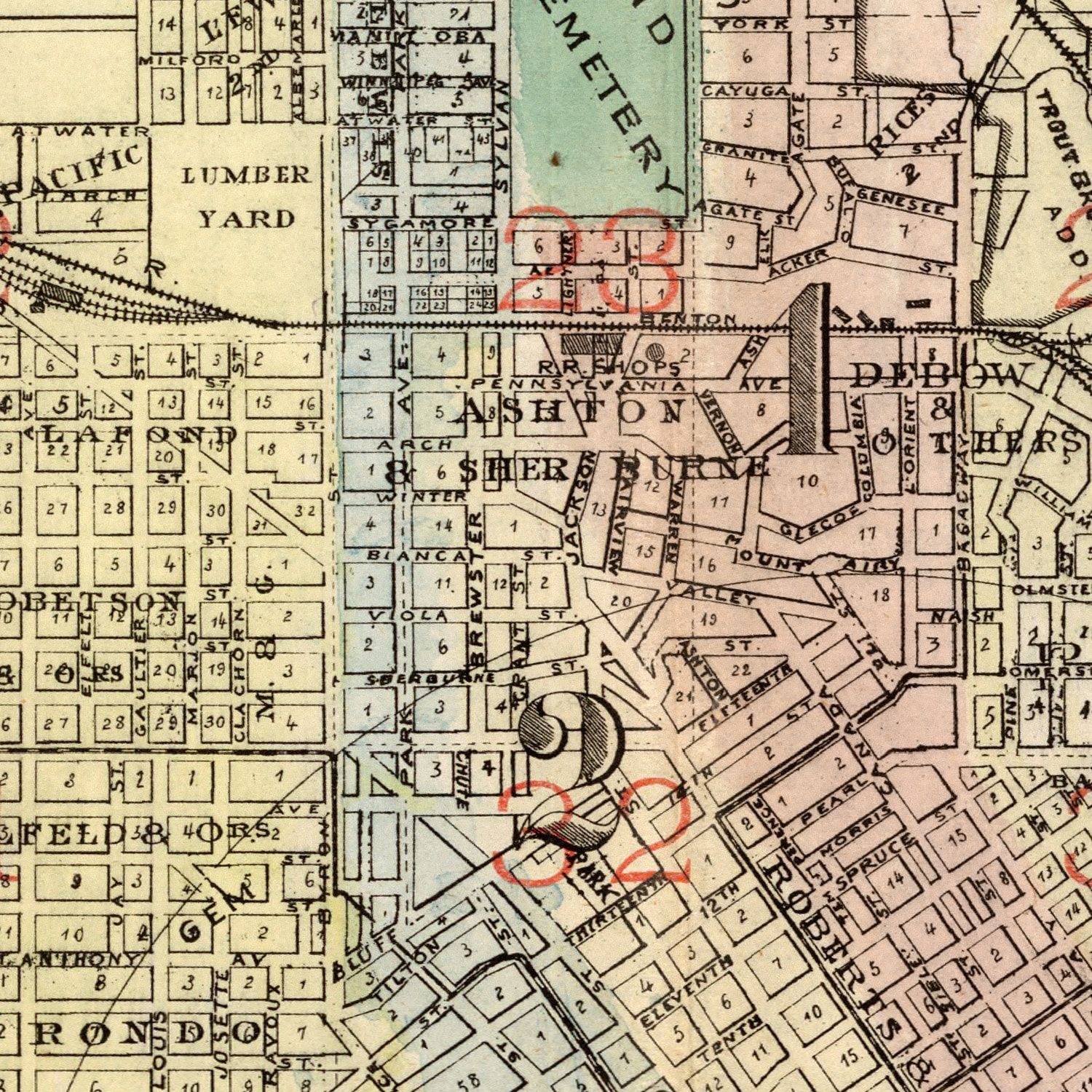 Vintage Map of St. Paul, Minnesota 1884