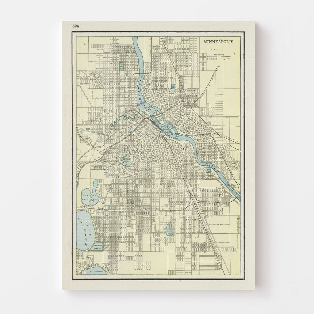 Vintage Map of Minneapolis, Minnesota 1901