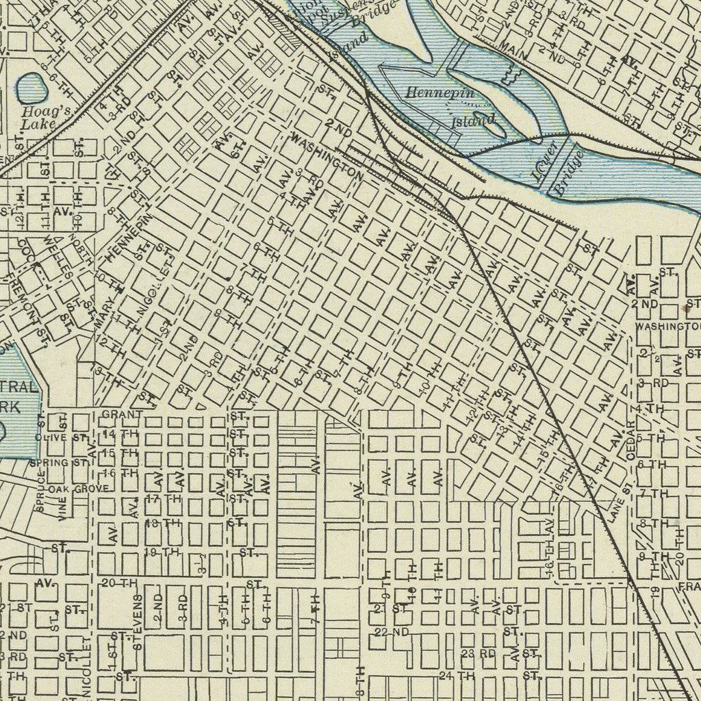 Vintage Map of Minneapolis, Minnesota 1901