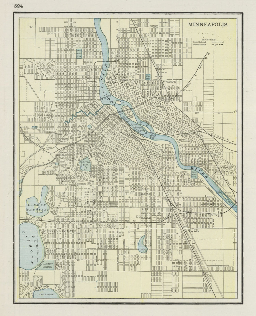 Vintage Map of Minneapolis, Minnesota 1901