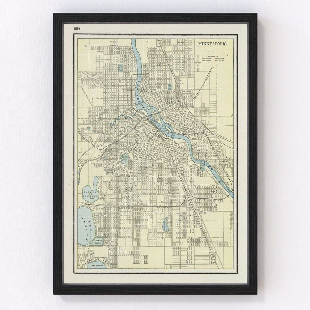 Vintage Map of Minneapolis, Minnesota 1901