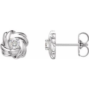 14K White Gold 1/5 CTW Natural Diamond Knot Earrings