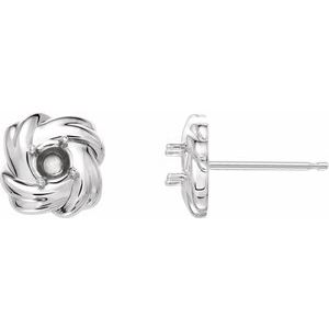 14K White Gold 3 mm Round Knot Earring Mounting