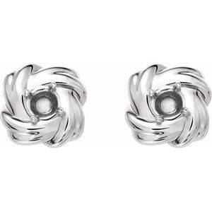 14K White Gold 3 mm Round Knot Earring Mounting – image 2