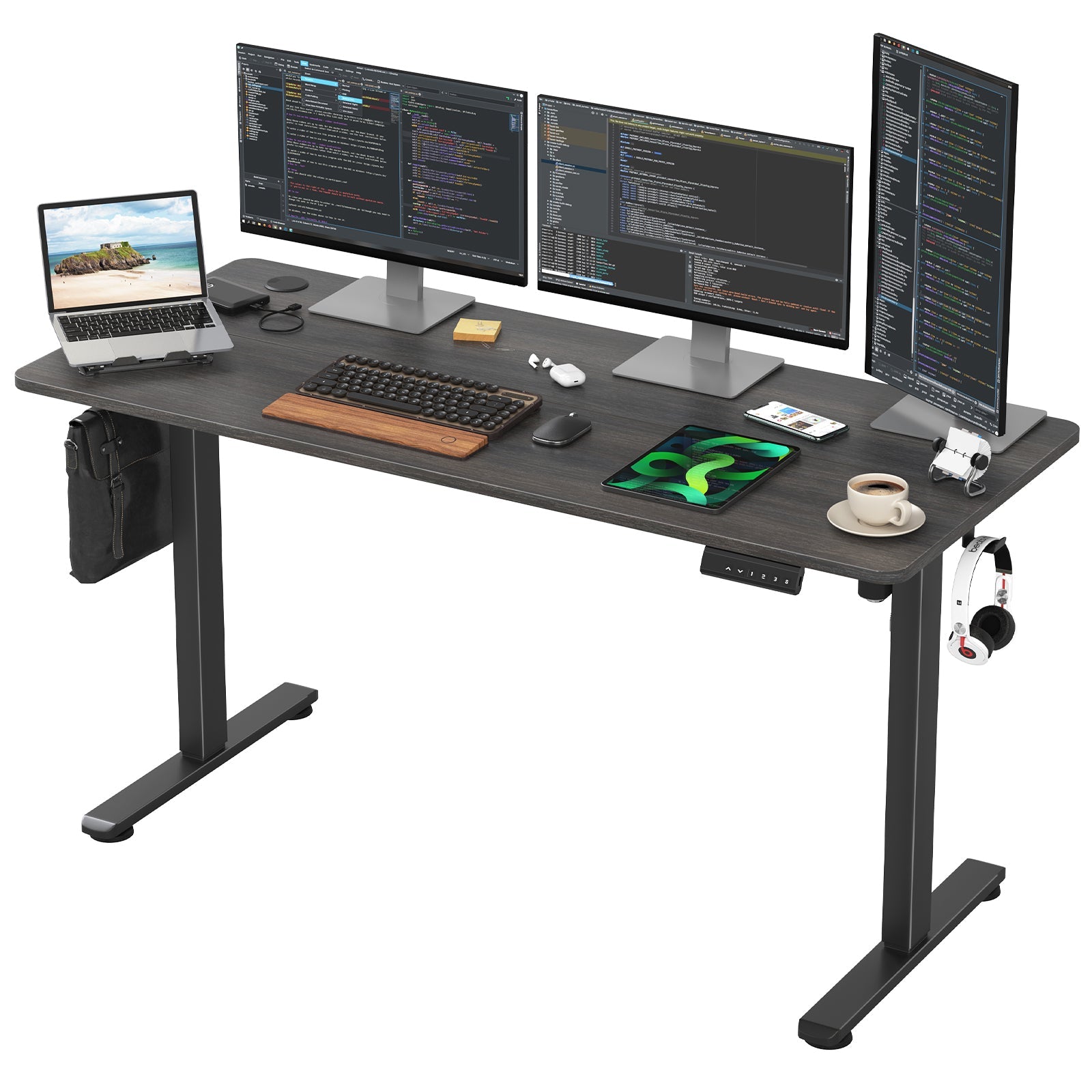 STARY Electric Standing Desk Adjustable Height Sit Stand Home Office Desk with Splice Board