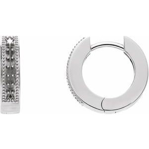 14K White Gold 1.3 mm Round Accented 12.5 mm Hoop Earring Mounting