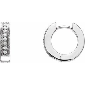 Platinum 1/8 CTW Natural Diamond 12.5 mm Hoop Earrings
