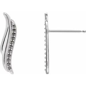 14K White Gold Freeform Ear Climber Mounting