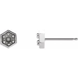 14K White Gold 2.5 mm Round Hexagon Earring Mounting
