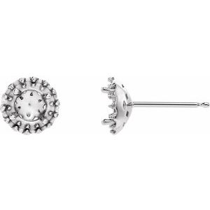 14K White Gold 4.5 mm Round Halo-Style Earring Mounting