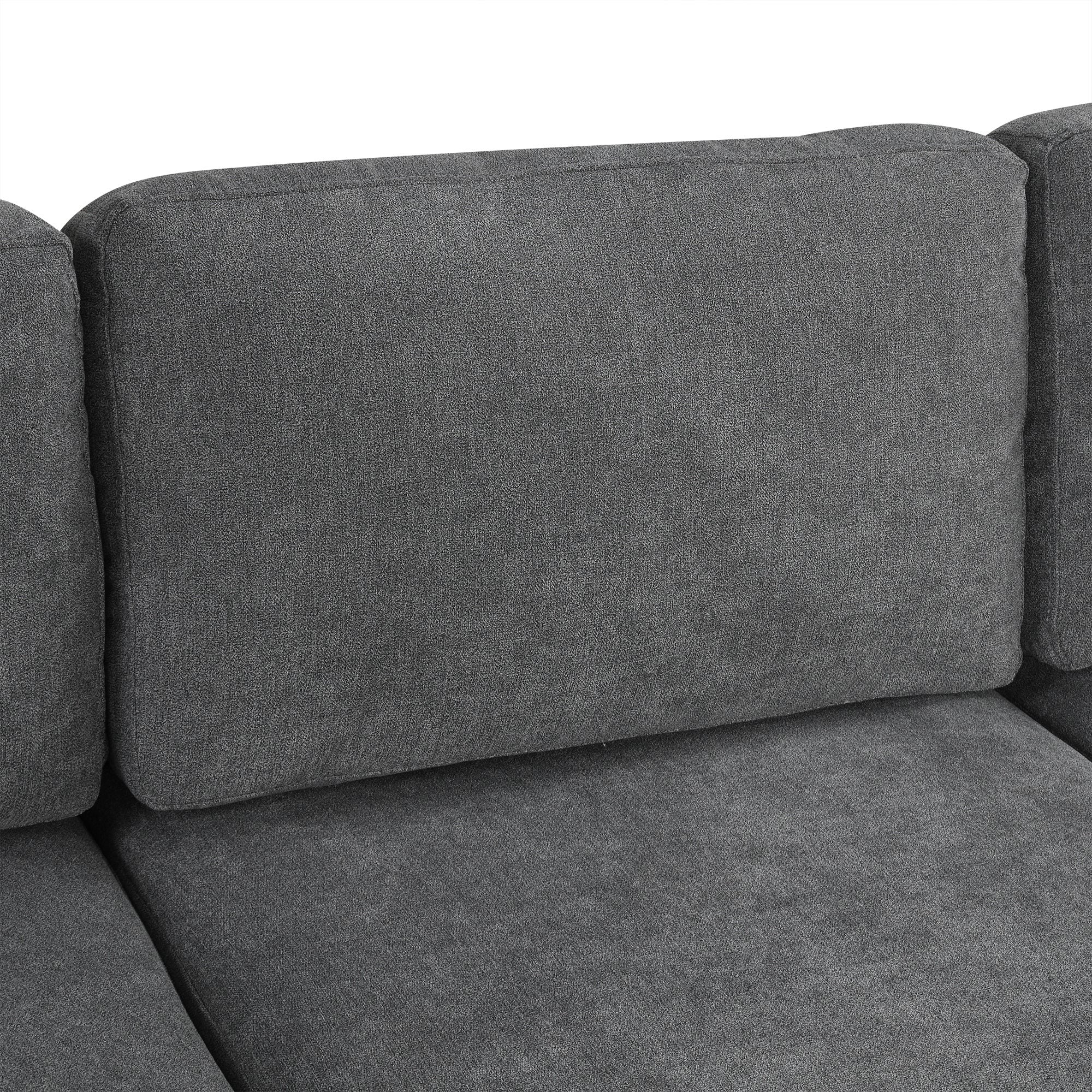 111' Upholstered 3-seater Sofa Curved Sofa Couch with Two Printed Pillows for Living Room, Dark Gray