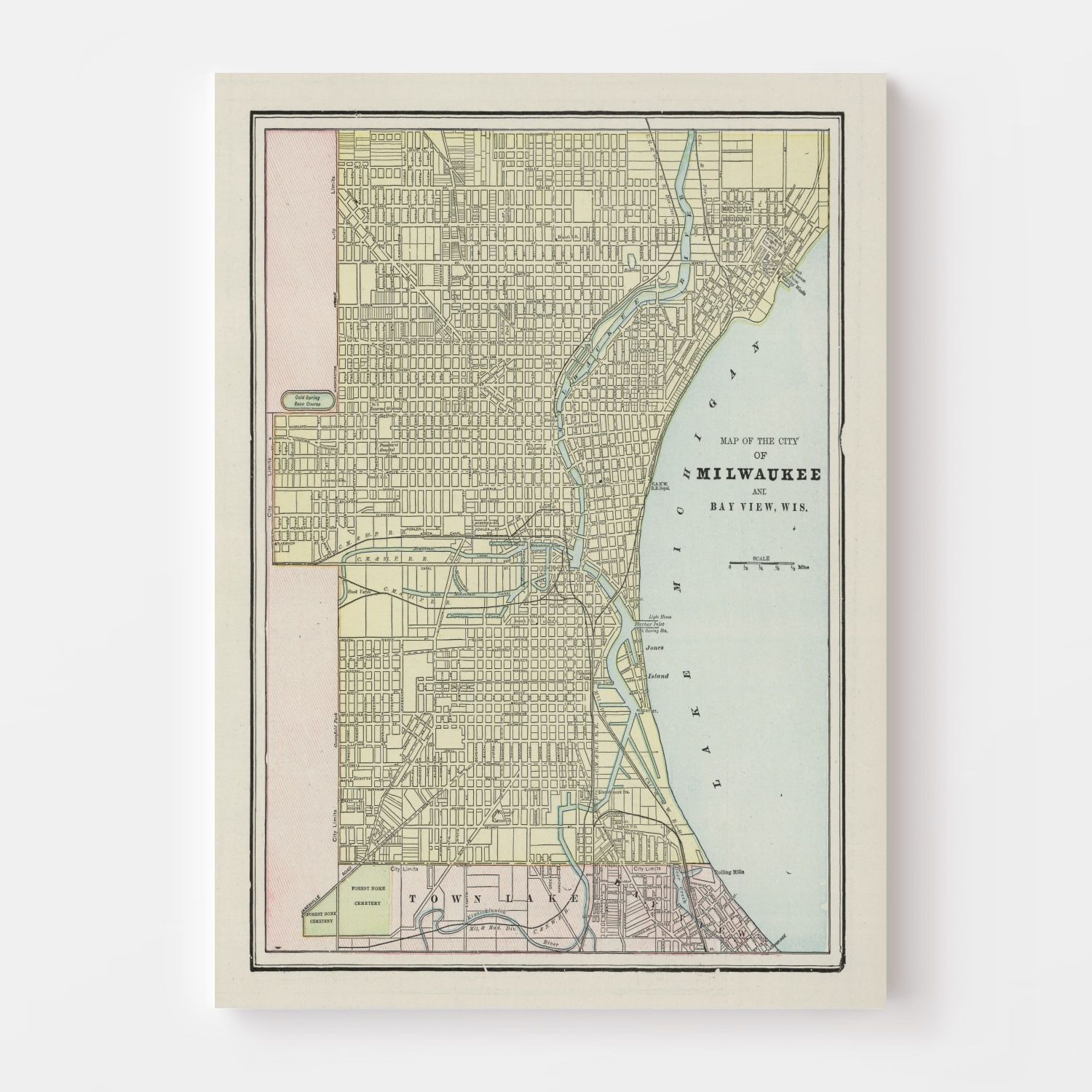Vintage Map of Milwaukee, Wisconsin 1901