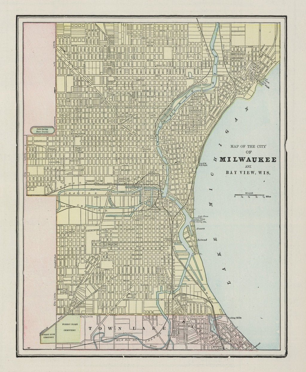 Vintage Map of Milwaukee, Wisconsin 1901
