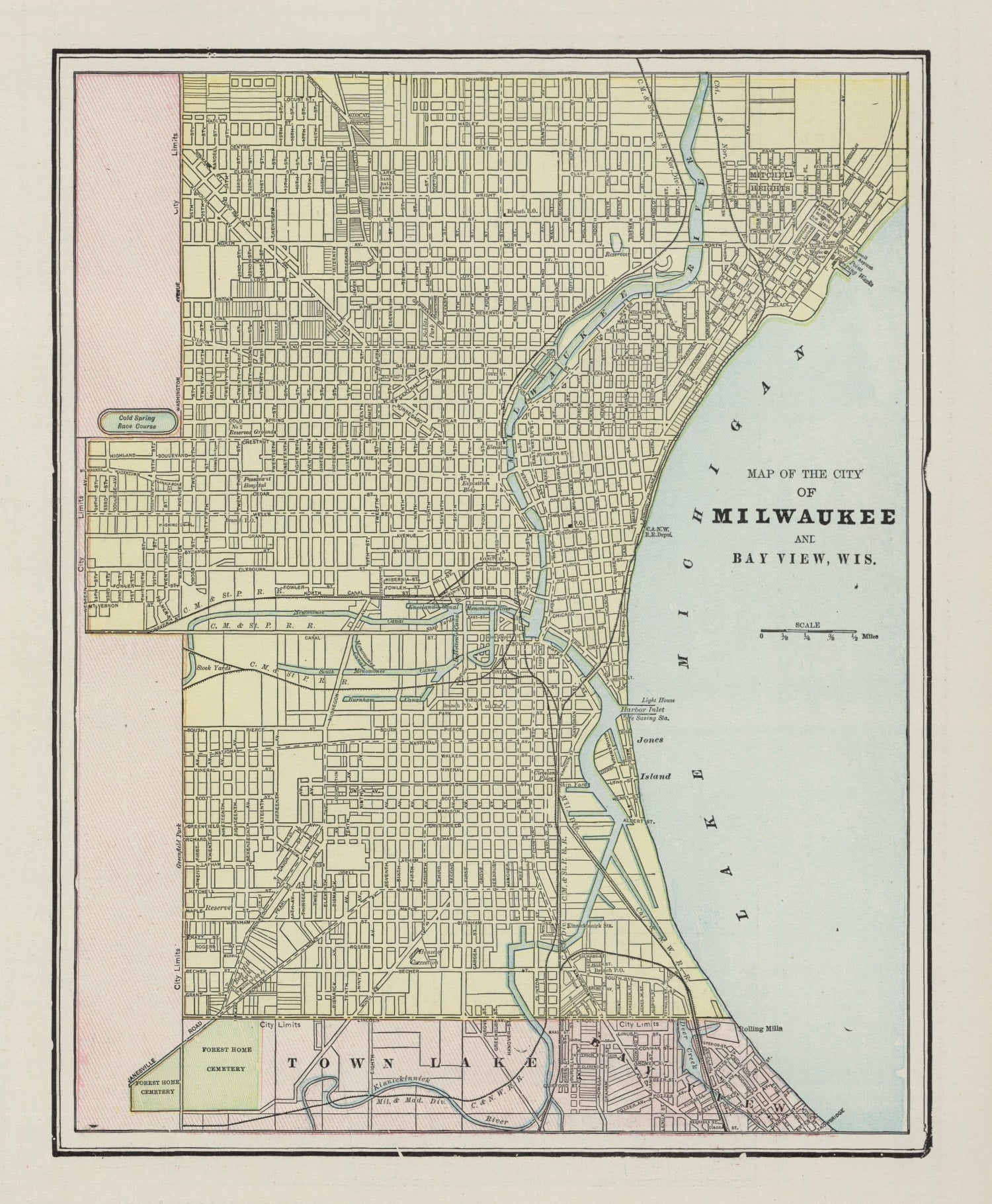 Vintage Map of Milwaukee, Wisconsin 1901