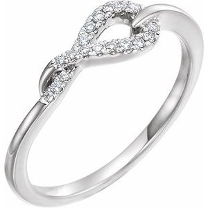 14K White Gold 1/10 CTW Natural Diamond Knot Ring